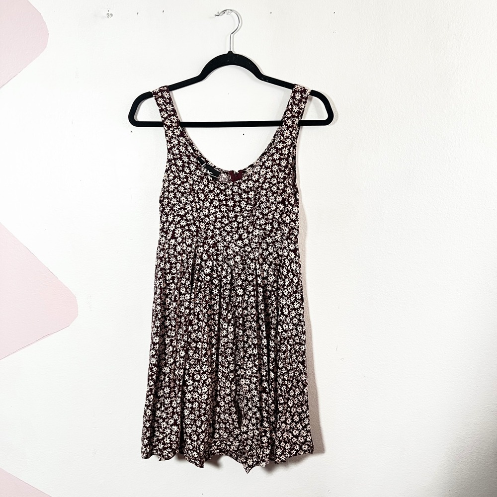 Vintage 90s Jumper Mini Dress Size 7/8 Burgundy Floral Summer Whimsigoth